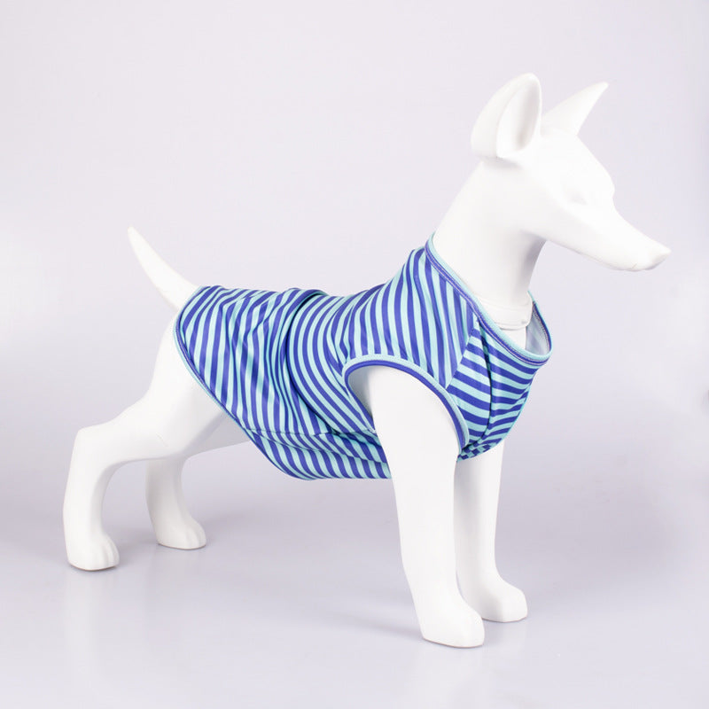 Striped Crew Neck Pet Tank Top T Shirt Apparel