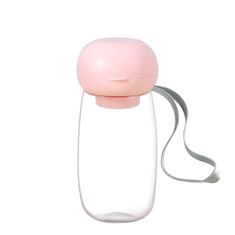 Portable Pet Water Bottle With Drinking Bowl Lanyard Travel Feeder