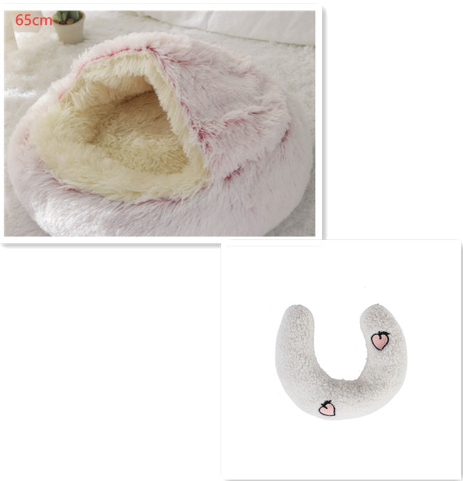 Pet 2 In 1 Round Plush Warm Winter Bed