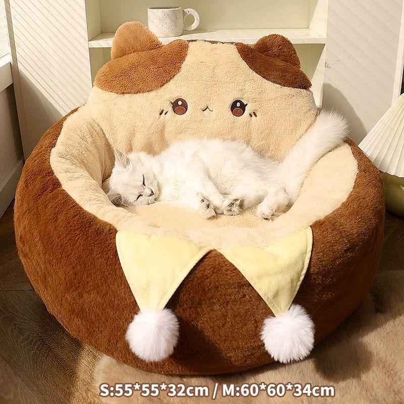 Pet Sofa Bed Round Warm Sleep Cushion Nest