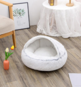 Pet 2 In 1 Round Plush Warm Winter Bed