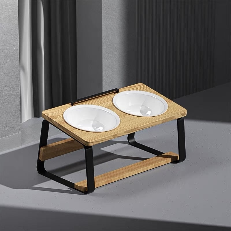 Pet Ceramic Double Bowl Feeding Stand Cervical Spine Support