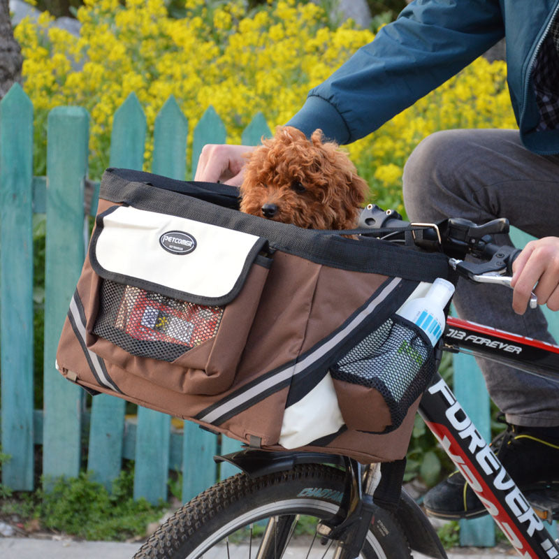 Removable Pet Bicycle Carrier Basket Handlebar Front Bag