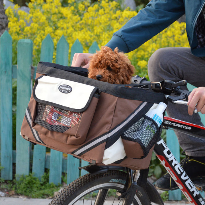 Removable Pet Bicycle Carrier Basket Handlebar Front Bag