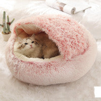 Pet 2 In 1 Round Plush Warm Winter Bed