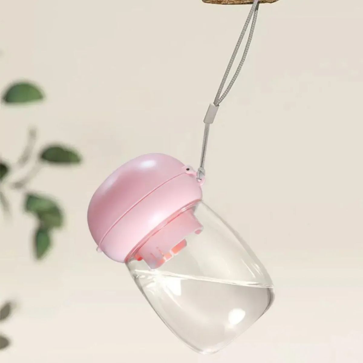 Portable Pet Water Bottle With Drinking Bowl Lanyard Travel Feeder