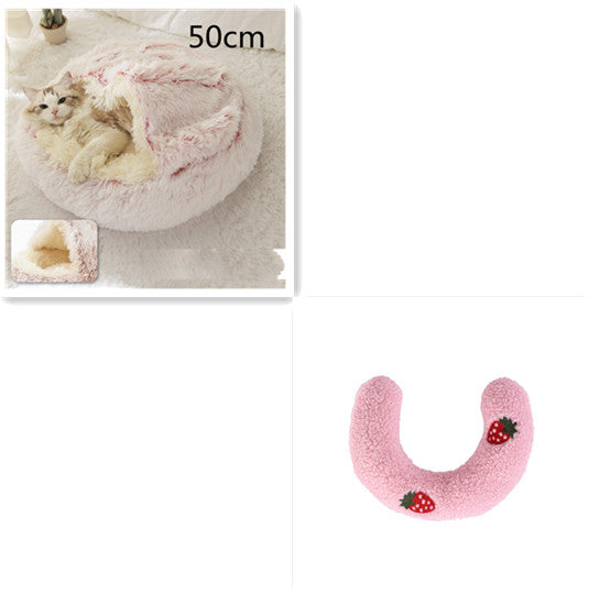 Pet 2 In 1 Round Plush Warm Winter Bed