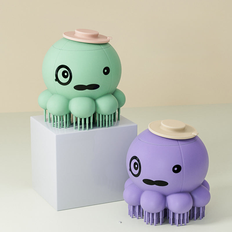 Silicone Pet Bath Massage Comb With Body Wash Dispenser
