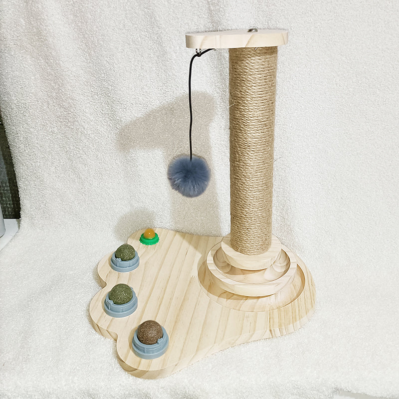 Solid Wood Pet Turntable Interactive Stick And Chew Toy