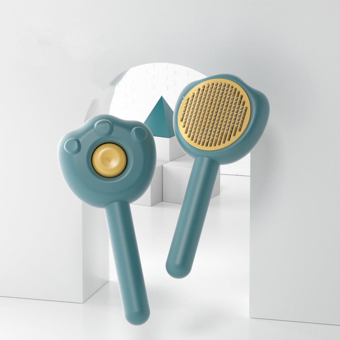 Self Cleaning Pet Hair Remover Grooming Comb Cute Handle Brush