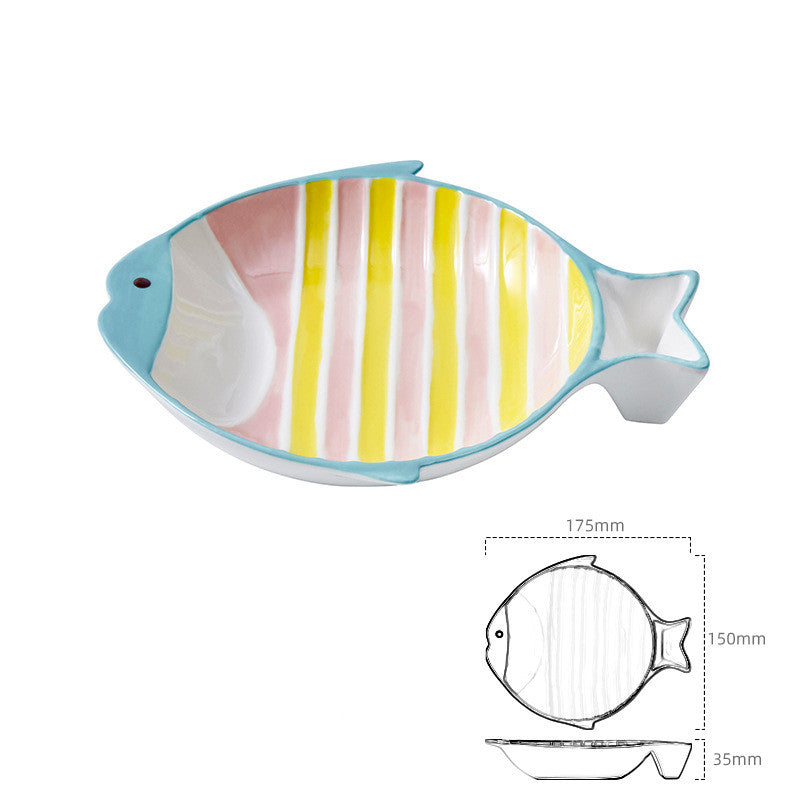 Fish Shaped Ceramic Pet Feeding Plate Bowl