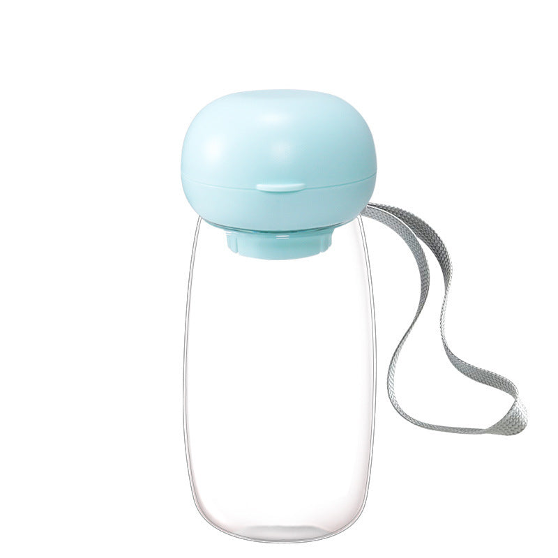 Portable Pet Water Bottle With Drinking Bowl Lanyard Travel Feeder