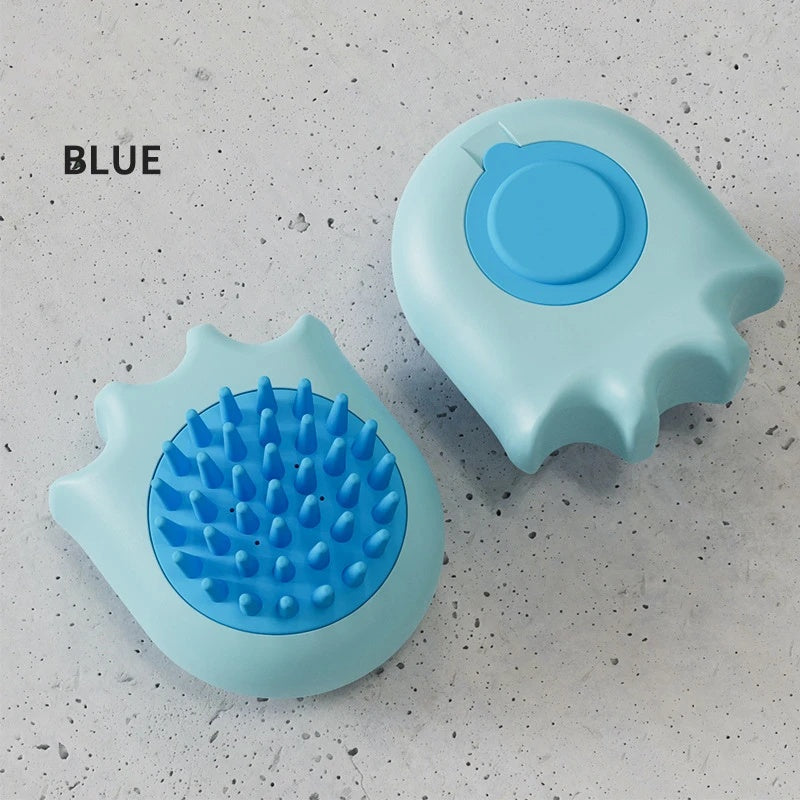 Pet Bath Massage Brush Shampoo Dispensing Cleaning Comb