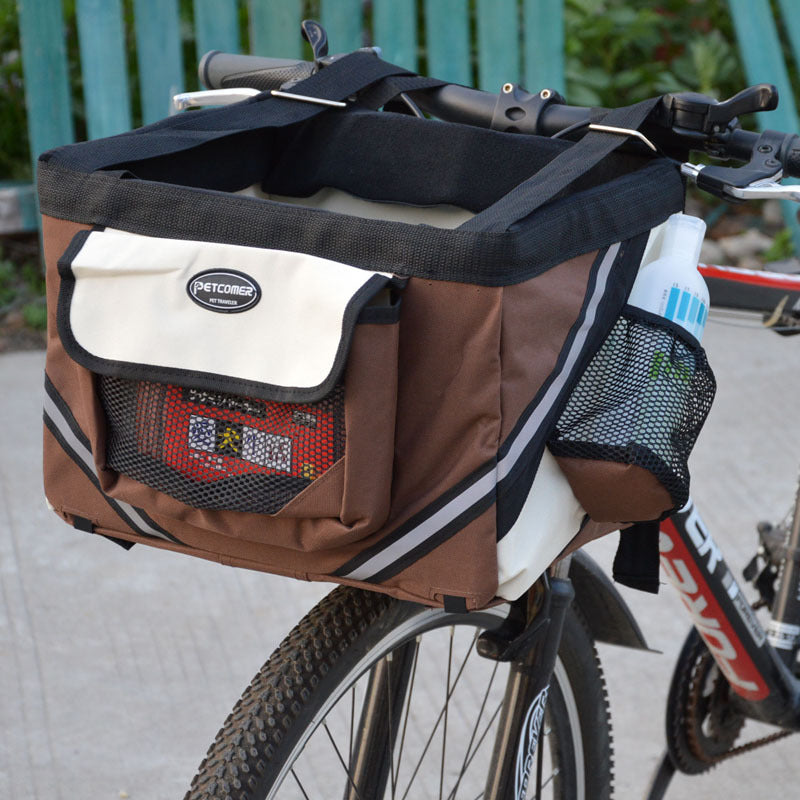 Removable Pet Bicycle Carrier Basket Handlebar Front Bag