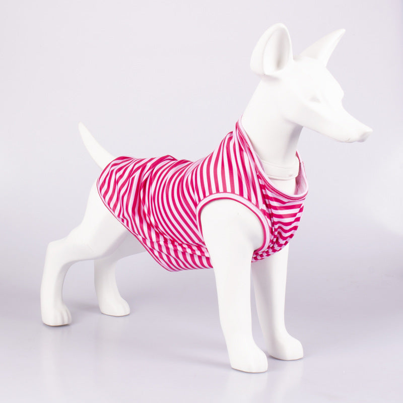 Striped Crew Neck Pet Tank Top T Shirt Apparel