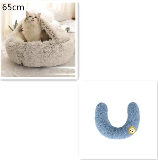 Pet 2 In 1 Round Plush Warm Winter Bed