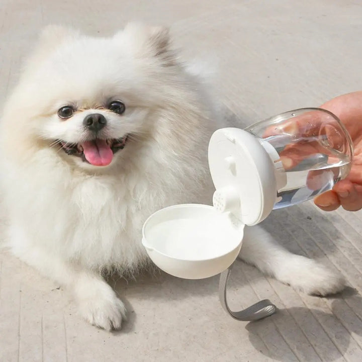 Portable Pet Water Bottle With Drinking Bowl Lanyard Travel Feeder