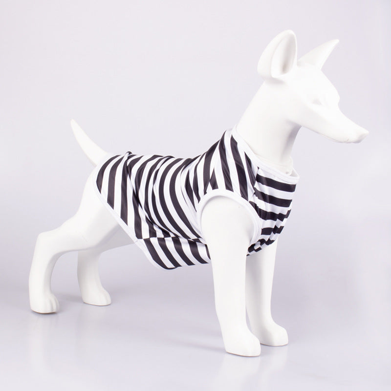 Striped Crew Neck Pet Tank Top T Shirt Apparel