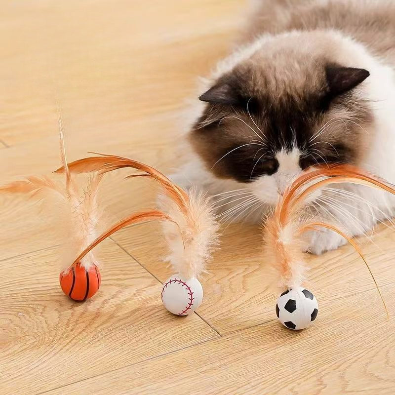 Feather Ball Pet Interactive Self Entertainment Toy