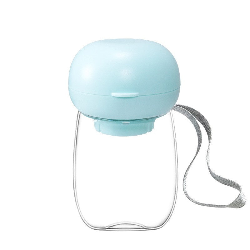 Portable Pet Water Bottle With Drinking Bowl Lanyard Travel Feeder