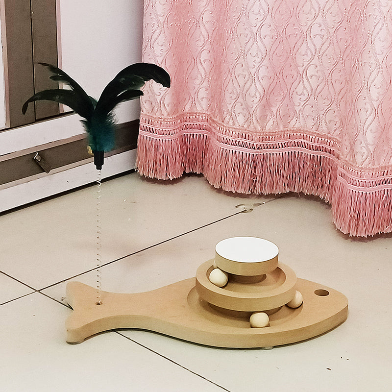 Solid Wood Pet Turntable Interactive Stick And Chew Toy