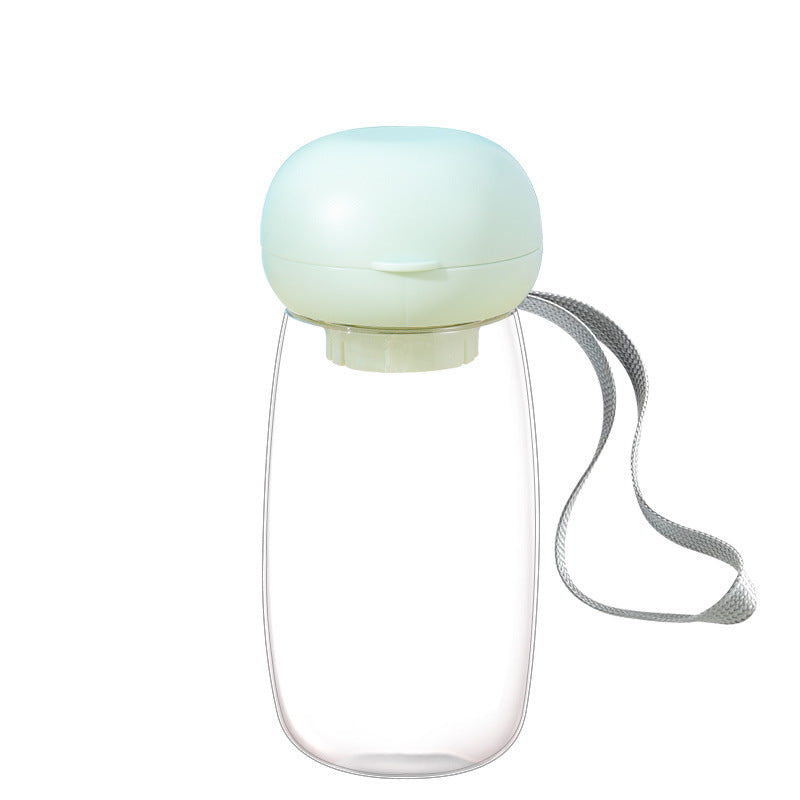 Portable Pet Water Bottle With Drinking Bowl Lanyard Travel Feeder