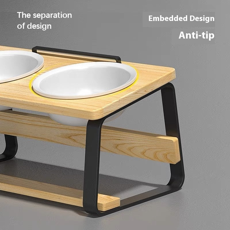 Pet Ceramic Double Bowl Feeding Stand Cervical Spine Support