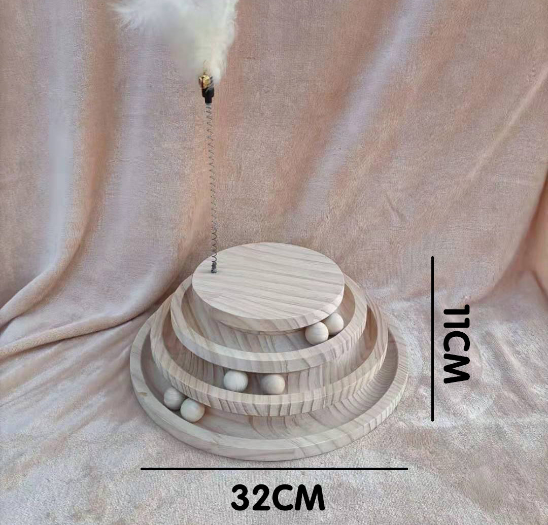 Solid Wood Pet Turntable Interactive Stick And Chew Toy