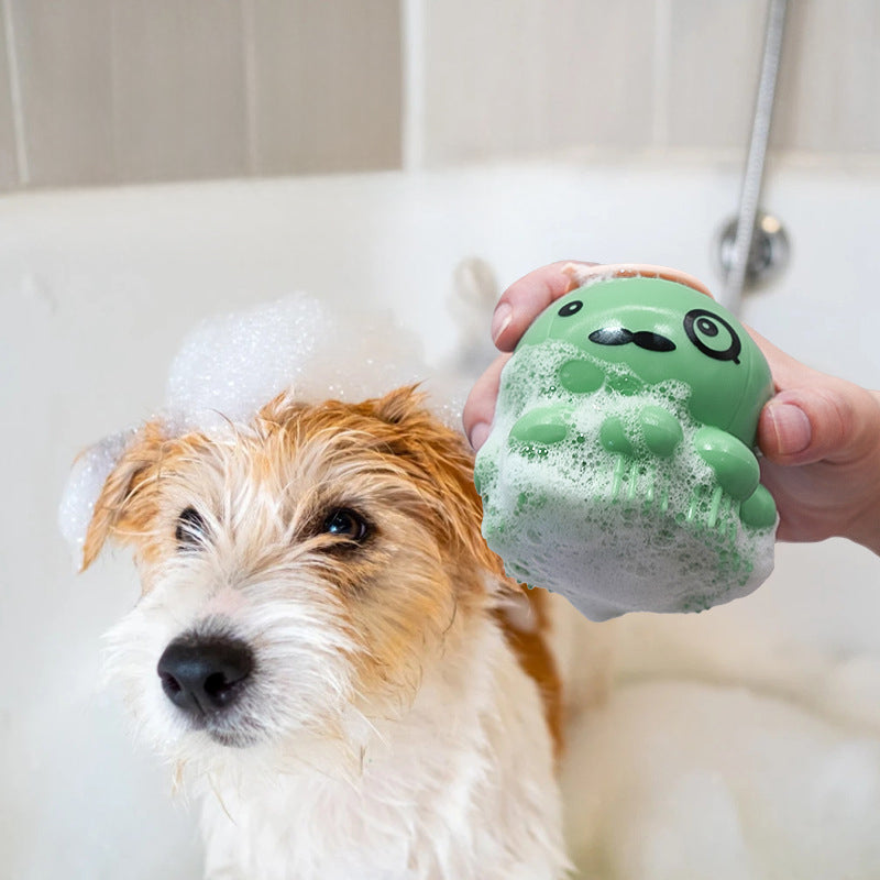 Silicone Pet Bath Massage Comb With Body Wash Dispenser