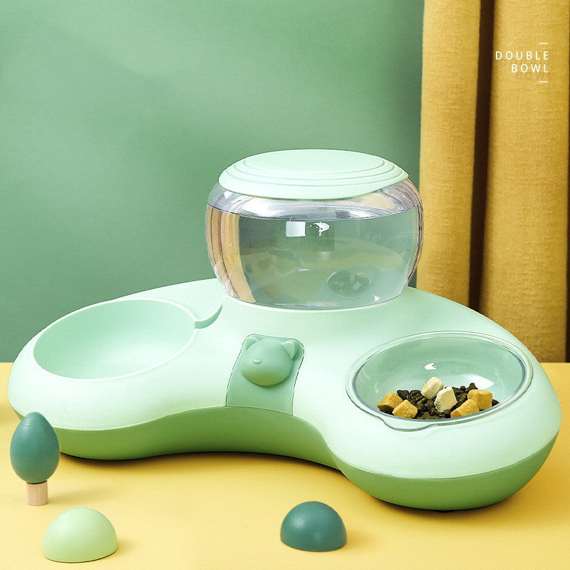 Crescent Automatic Pet Water And Feeding Double Bowl