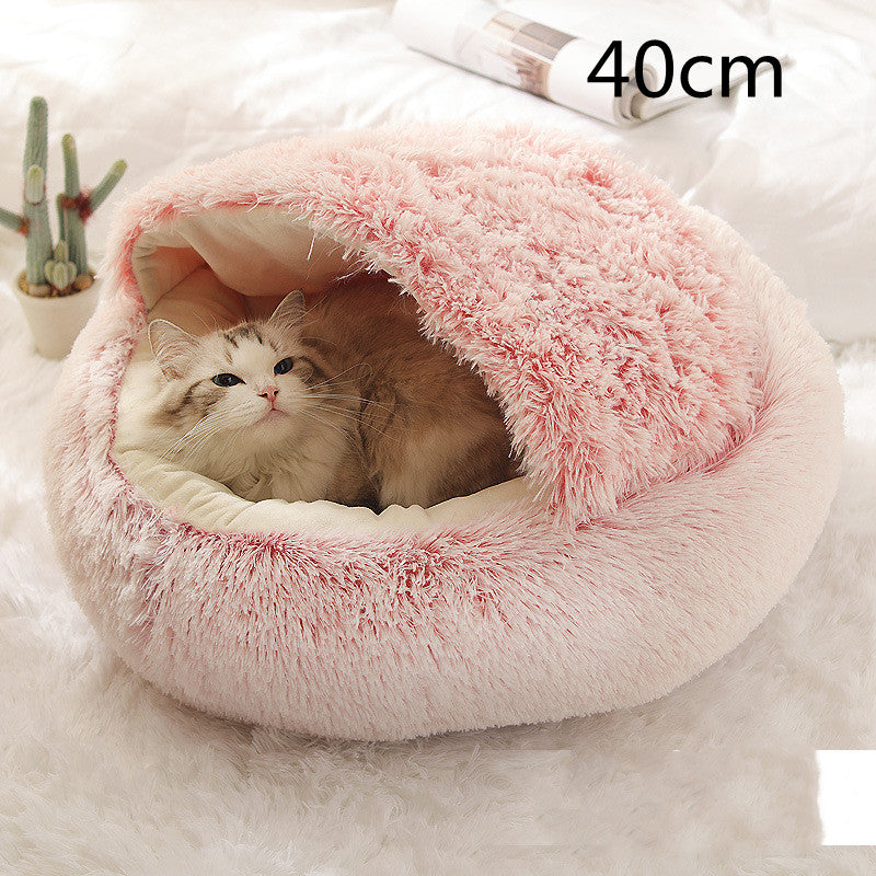 Pet 2 In 1 Round Plush Warm Winter Bed