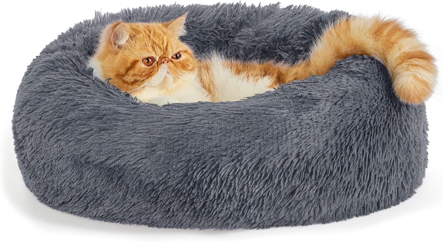 Pet Non-Slip Round Fluffy Plush Indoor Bed