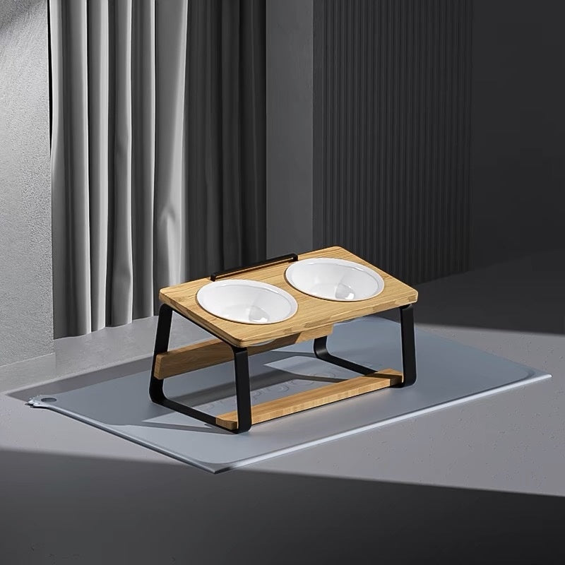 Pet Ceramic Double Bowl Feeding Stand Cervical Spine Support