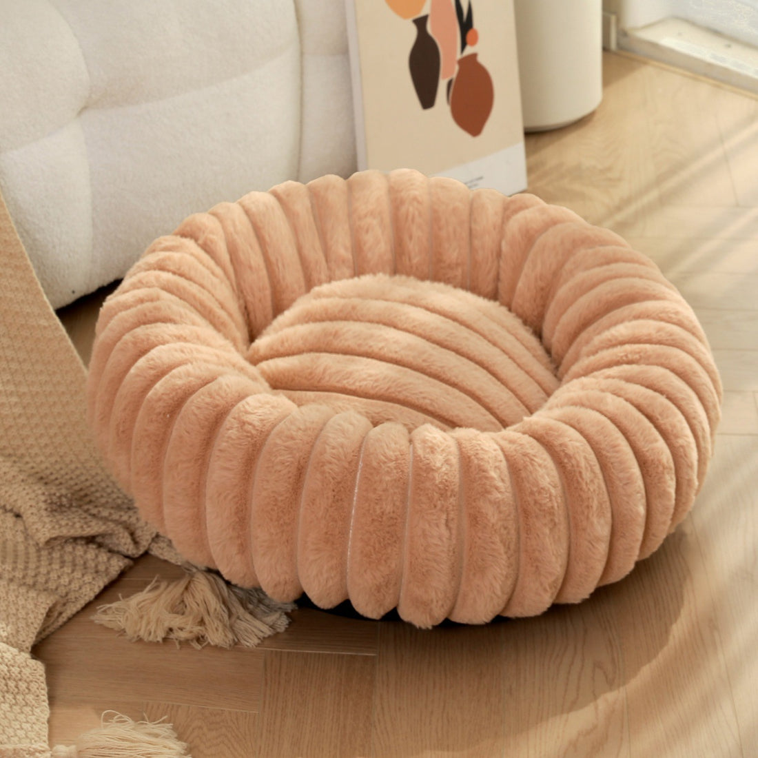 Pet Heavyweight Plush Round Warm Winter Nest Bed