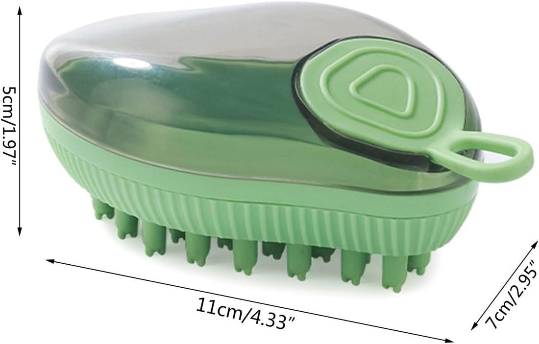 Silicone Pet Bath Brush With Shampoo Dispenser Grooming Tool