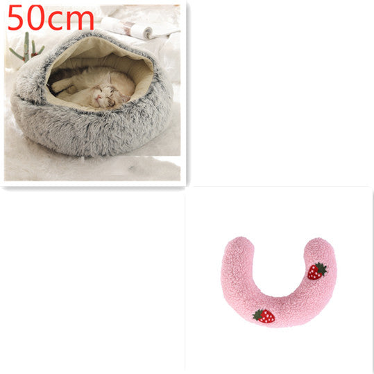Pet 2 In 1 Round Plush Warm Winter Bed