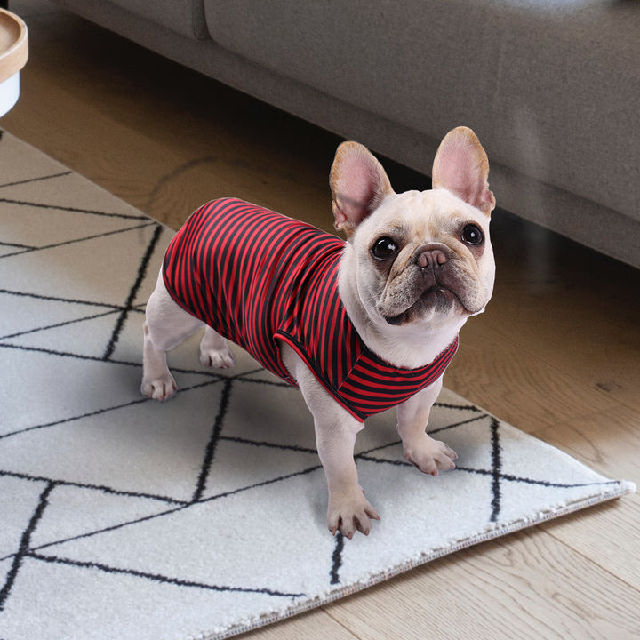 Striped Crew Neck Pet Tank Top T Shirt Apparel