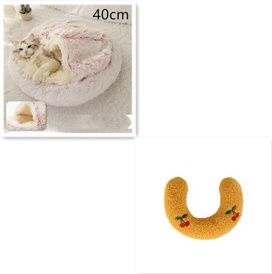 Pet 2 In 1 Round Plush Warm Winter Bed