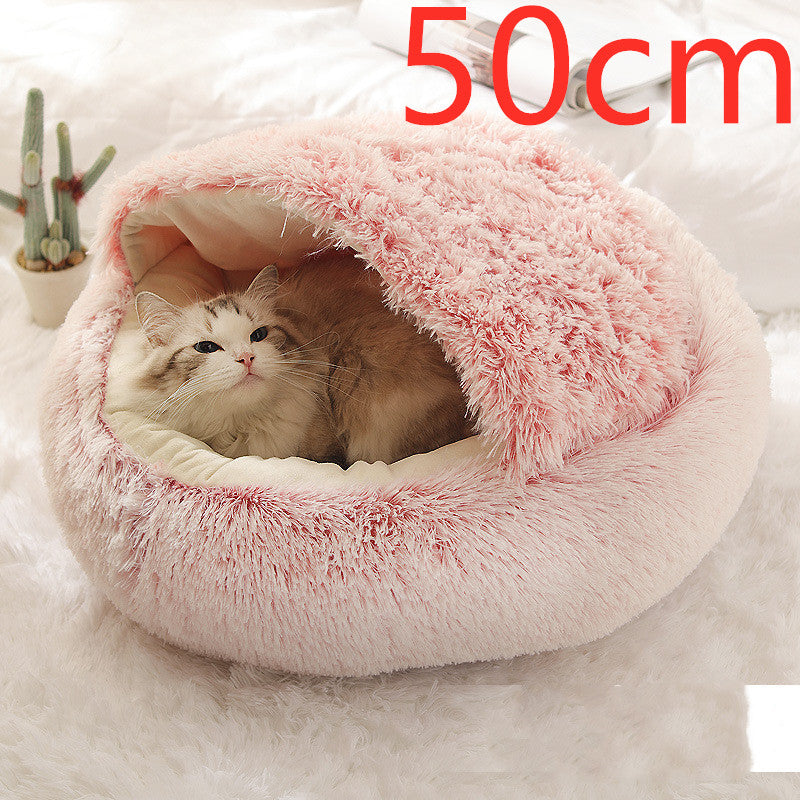 Pet 2 In 1 Round Plush Warm Winter Bed