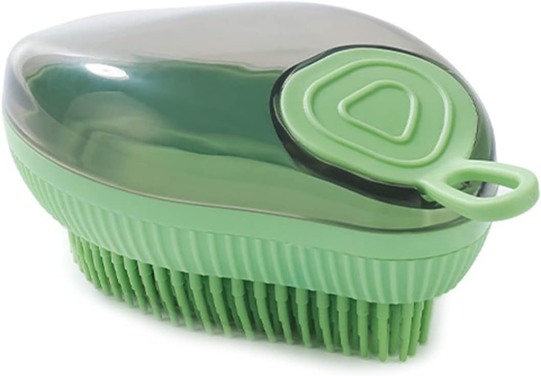 Silicone Pet Bath Brush With Shampoo Dispenser Grooming Tool