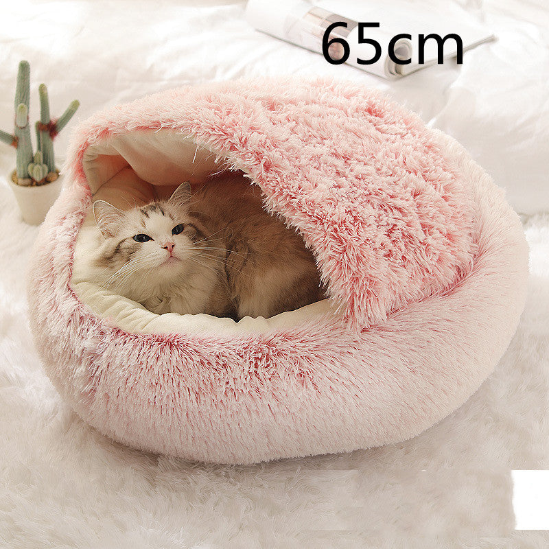 Pet 2 In 1 Round Plush Warm Winter Bed