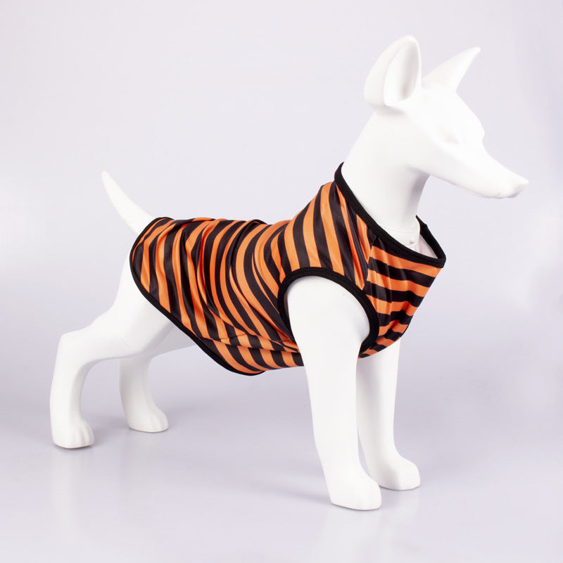Striped Crew Neck Pet Tank Top T Shirt Apparel