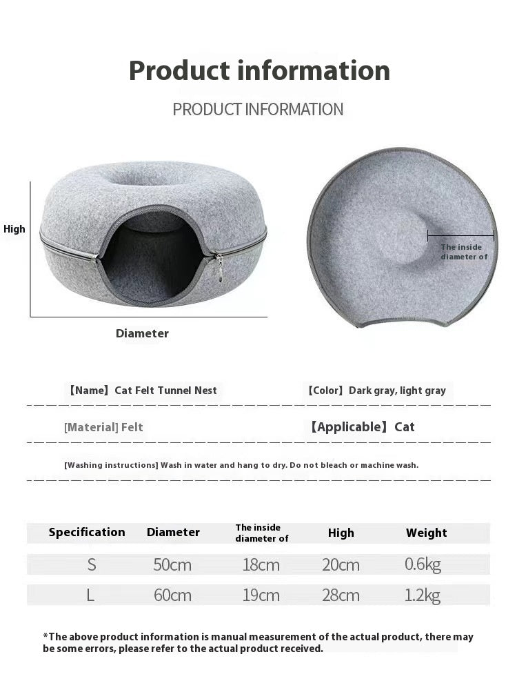 Pet Comfortable Round Tunnel Plush Bed Nest Cozy