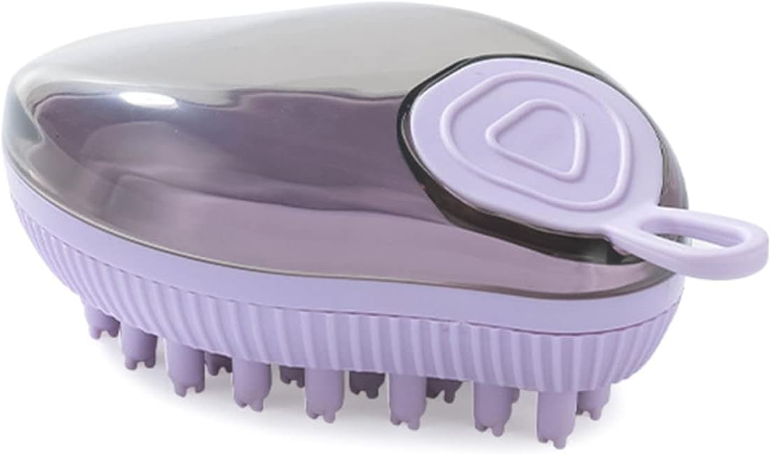 Silicone Pet Bath Brush With Shampoo Dispenser Grooming Tool