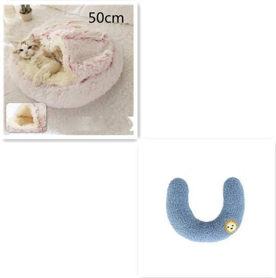Pet 2 In 1 Round Plush Warm Winter Bed