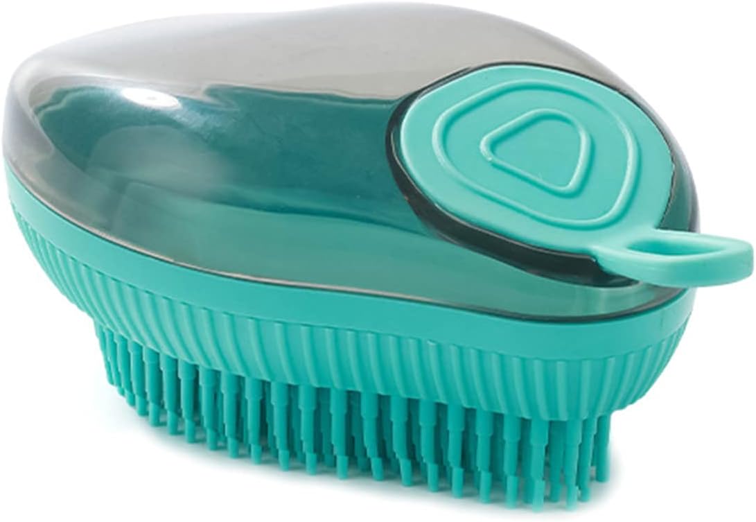 Silicone Pet Bath Brush With Shampoo Dispenser Grooming Tool