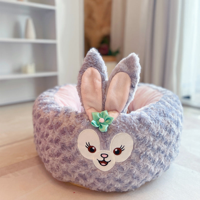 Pet Cartoon Plush Round Four Seasons Nest Bed Cushion