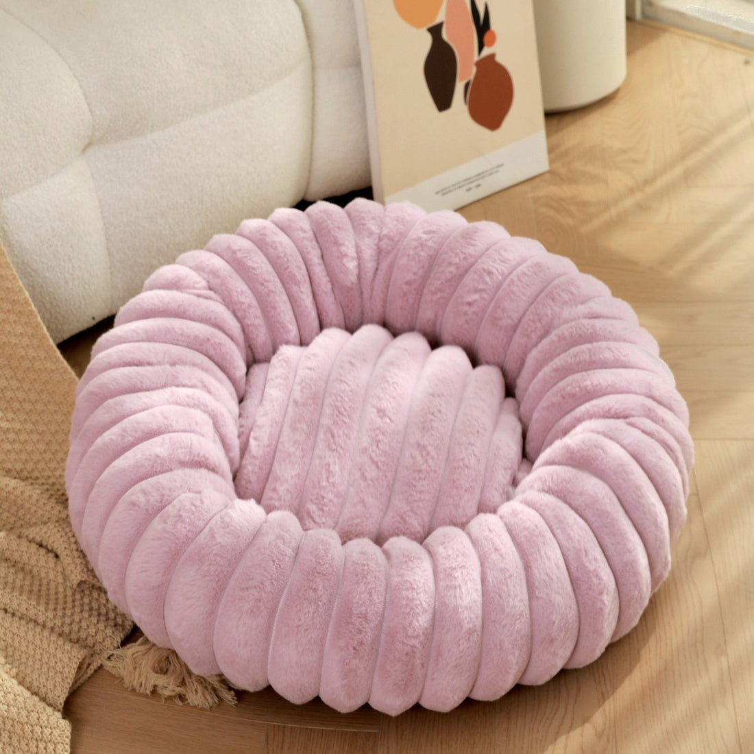 Pet Heavyweight Plush Round Warm Winter Nest Bed
