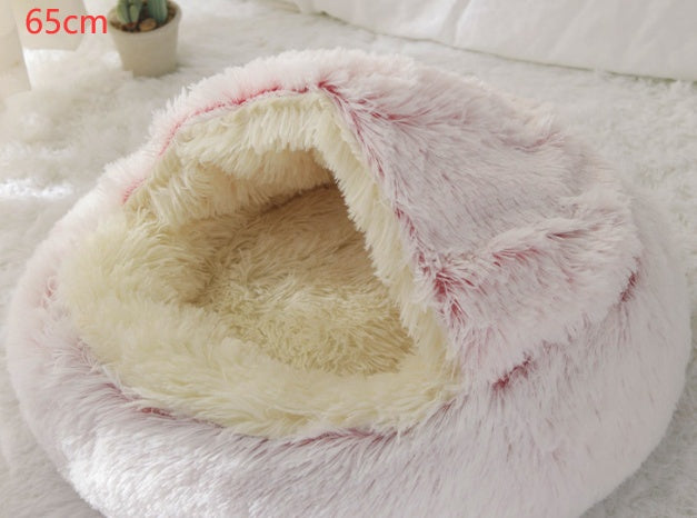 Pet 2 In 1 Round Plush Warm Winter Bed