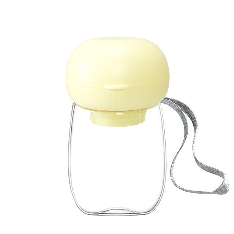 Portable Pet Water Bottle With Drinking Bowl Lanyard Travel Feeder
